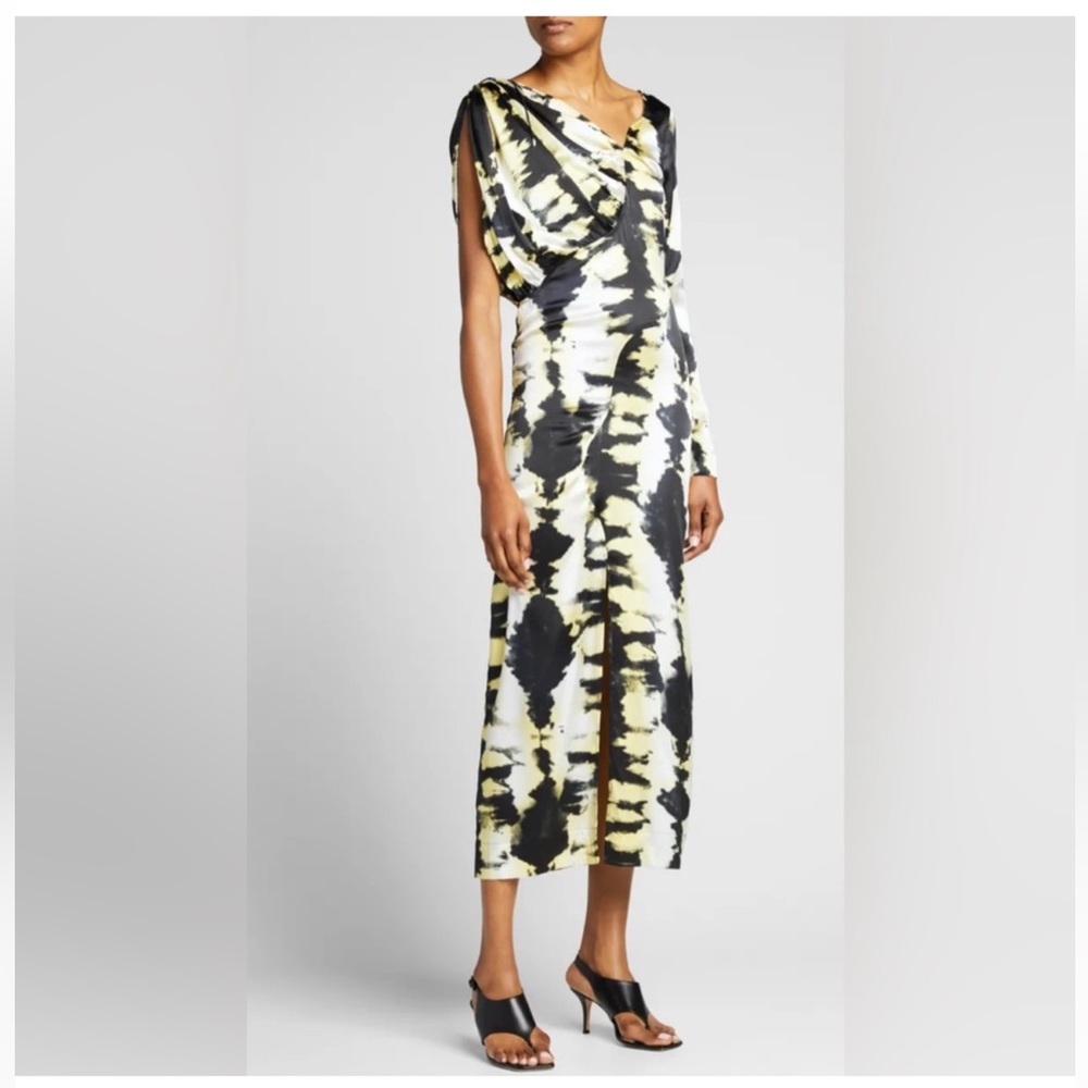 One-Sleeve Silk Stretch Satin Dress